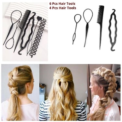 Picture of 4 pcs Hair French Braid Topsy Tail Clip Styling Stick Bun Maker Tool Beauty