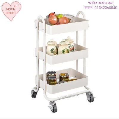 Picture of Premium 3-Layer Multi-Purpose Movable Storage Trolley – Steel Utility Cart