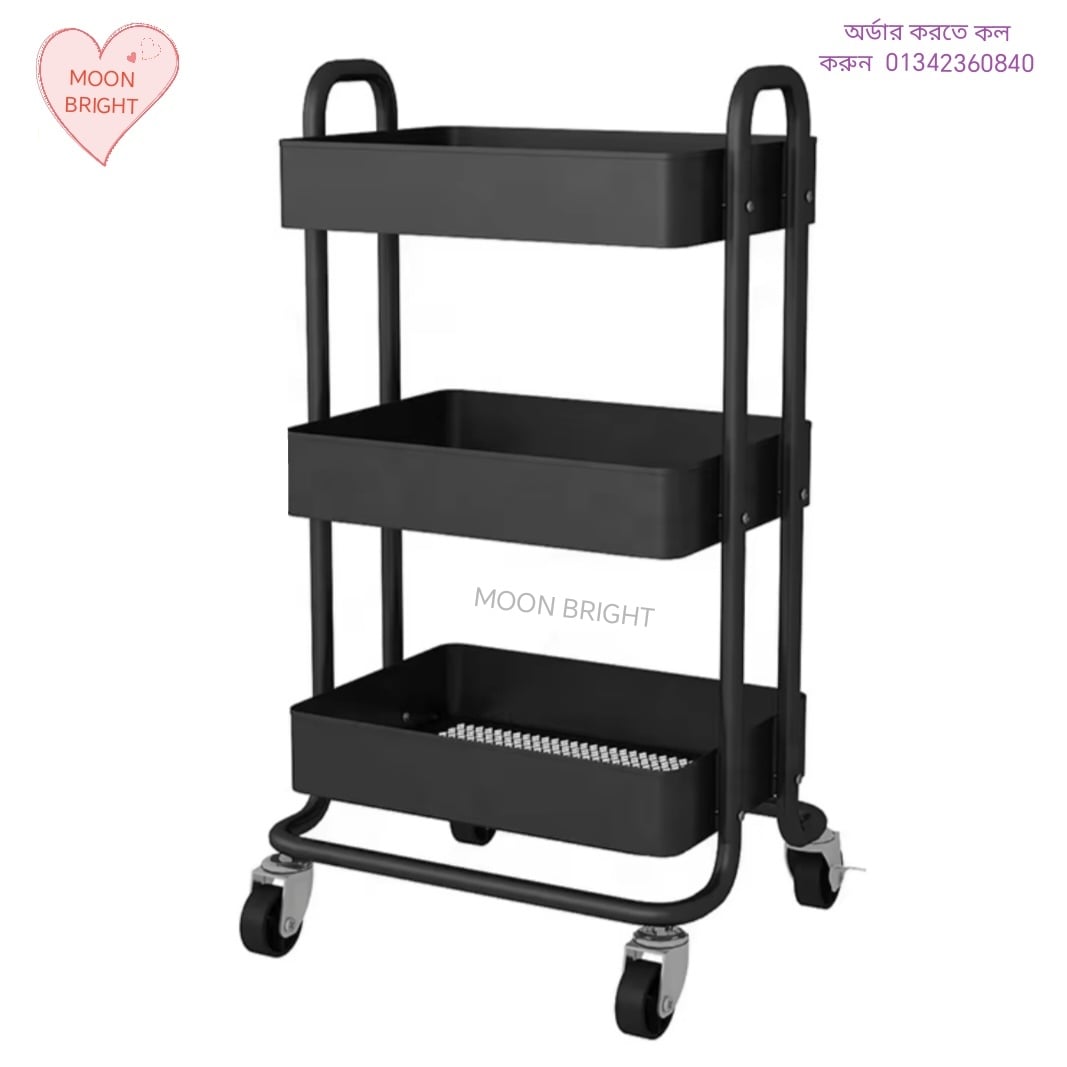 Picture of Premium 3-Layer Multi-Purpose Movable Storage Trolley – Steel Utility Cart