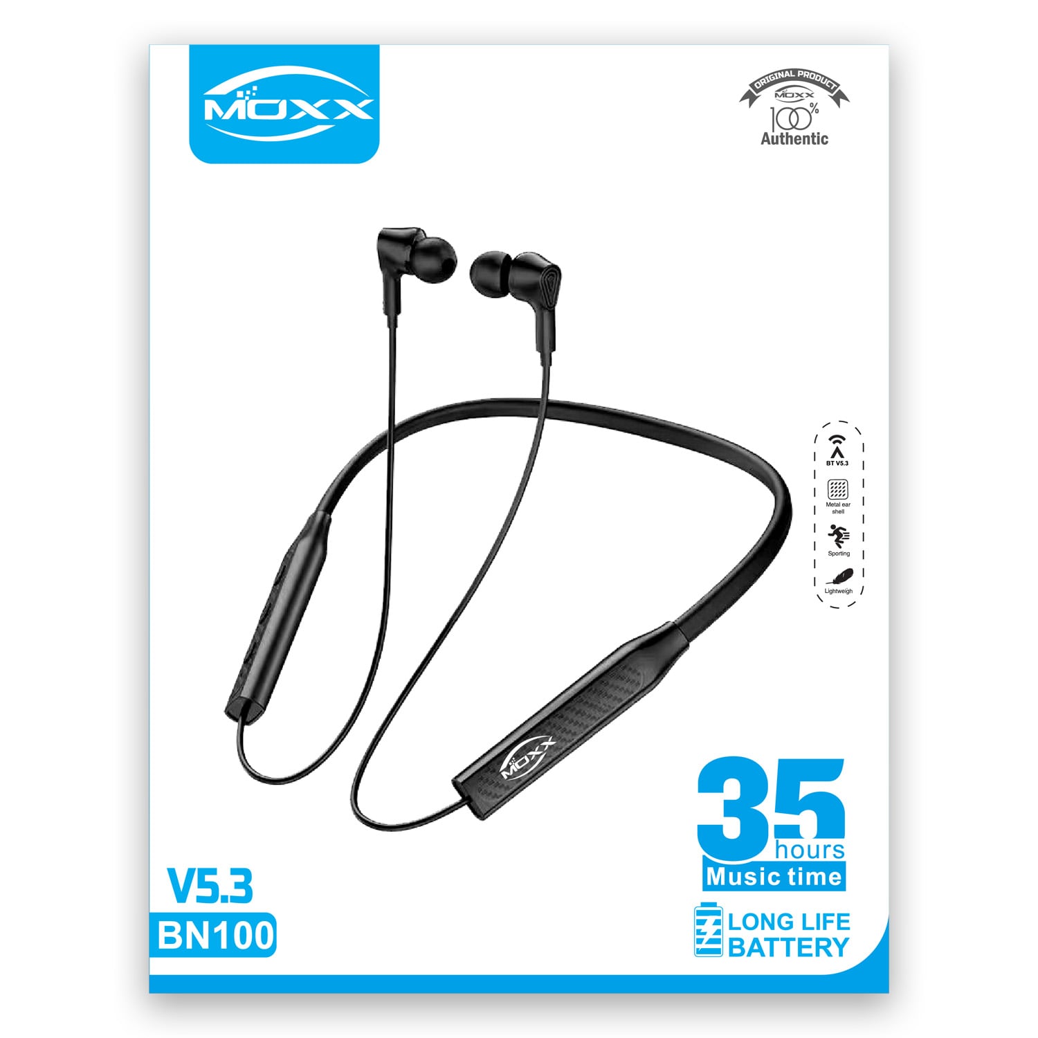Picture of Moxx BN100 Neckband Bluetooth Headset BT5.3 Sports Headset , Incoming Vibrates, Smooth Sound, Magnetic Control - Bluetooth neckband - best neckband