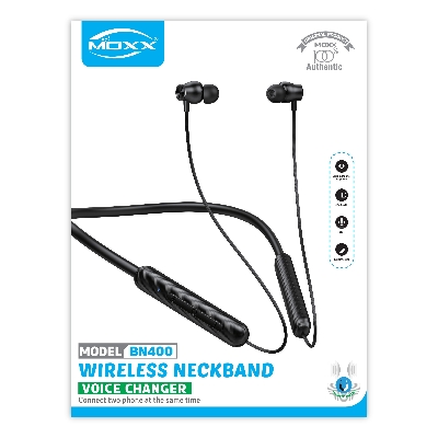 Picture of Moxx BN400 Neckband Bluetooth Headset BT5.3 , Voice Changer, HD Call, Magnetic Control - Bluetooth neckband - best neckband