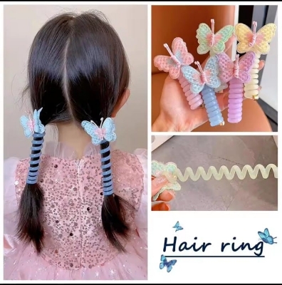 Picture of Girl Curly Bands Ponytail Holder Colorful Elastic Spiral Hair Bands for kids ( 2 pcs )