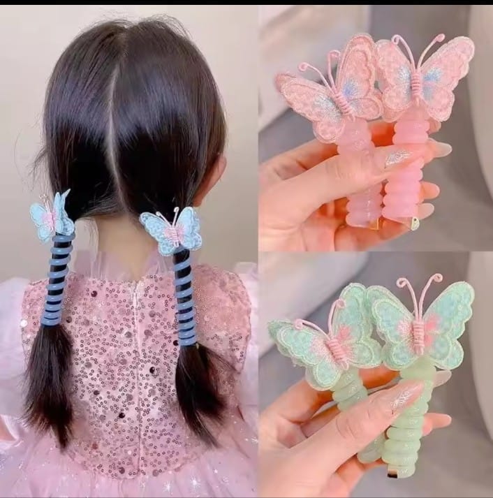 Picture of Girl Curly Bands Ponytail Holder Colorful Elastic Spiral Hair Bands for kids ( 2 pcs )