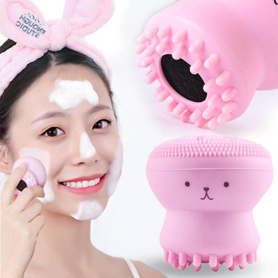 Picture of Facial Cleansing Brushes Silicone Cute Octopus Facial Cleanser Pore Cleanser Exfoliator Face Scrub Washing Brush Skin Care Tools