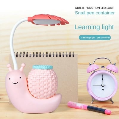 Picture of Table Lamp Led Snail Reading Lamp with Pen Holder Usb Rechargeable Decorative Lovely Baby Table Night Light Desk Lamps