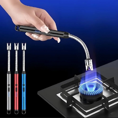 Picture of USB Rechargeable Flameless Electric Plasma Arc Lighter – Windproof Long Neck Lighter for Candle Lighting, Stove, and Grill - Multicolor