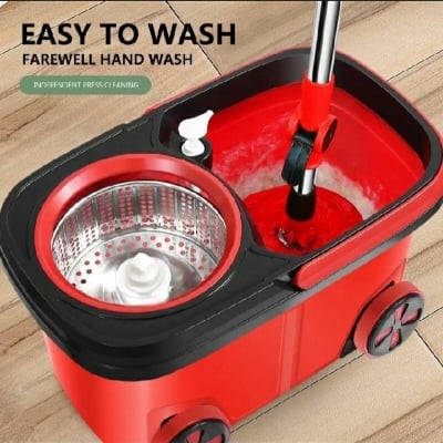 Picture of 360° Smart Spin  BMW  Mop Bucket Set with Extra Pad & Hard-stain cleaning brush - Red