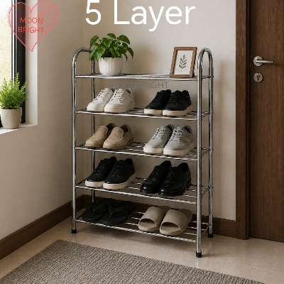 Picture of 5 & 6 Layer Stainless Steel Shoe Rack for Home & Office - Silver