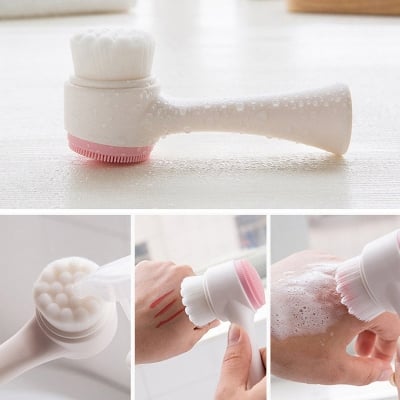 Picture of Facial Cleanser Wash Brush Double-sided Silicone Soft Mild Fiber Face Cleaning Washing Tool Skin Care Tool