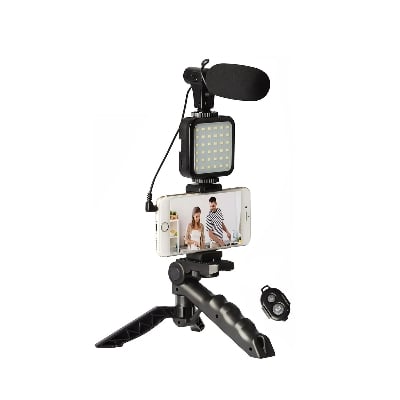 Picture of Ay-49 Phone Vlog Tripod Vlogging Kits Live Selfie Fill Light Integration With Remote Control Microphone Light Light - Ring Light