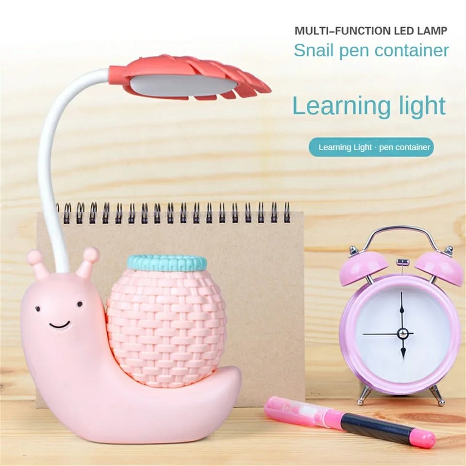 Picture of Table Lamp Led Snail Reading Lamp with Pen Holder Usb Rechargeable Decorative Lovely Baby Table Night Light Desk Lamps