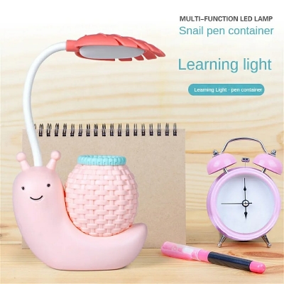 Picture of Table Lamp Led Snail Reading Lamp with Pen Holder Usb Rechargeable Decorative Lovely Baby Table Night Light Desk Lamps