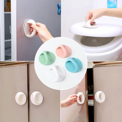 Picture of 1 Pair Self-Stick Multifunction Plastic Round knob Window Cabinet Drawer Doorknob Auxiliary Handle Home Accessori