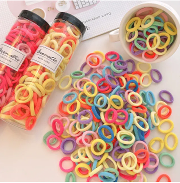 Picture of 100 Pcs/set Baby Girl Rubber Bands Kids Elastic Hair Bands for Children Mixed Colors Mini Ponytail Holder Baby Hair Accessories