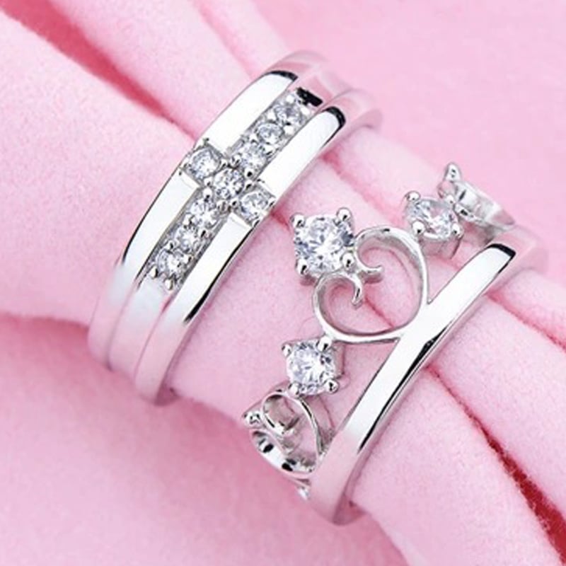 Picture of King and Queen Couple Ring Propose Ring Gift & Love Ring 2-Pcs