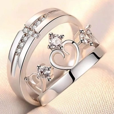 Picture of King and Queen Couple Ring Propose Ring Gift & Love Ring 2-Pcs