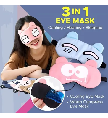 Picture of Sleeping Eye Mask Soft Padded Sleep Travel Shade Cover with Cooling Gel Pad Travel Rest Eye Shade Cover