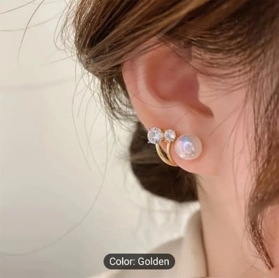 Picture of Korean Vintage Pearl Crystal Earrings For Women Jewelry High-class Luxury Zircon Flower Butterfly Leaf Women's Stud Earrings