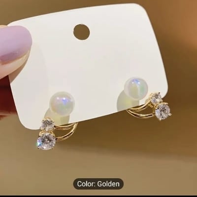 Picture of Korean Vintage Pearl Crystal Earrings For Women Jewelry High-class Luxury Zircon Flower Butterfly Leaf Women's Stud Earrings