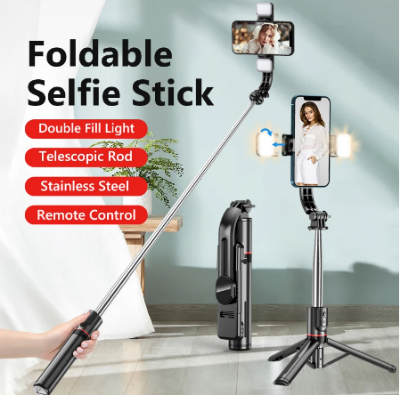 Picture of Selfie Stick Tripped L13D-Android IOS Cell Phone Remote Shutter Double Fill TRIPED SELLFY STICK NEW - Elevate Your Selfie Game