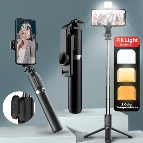 Picture of Selfie Stick Tripped L13D-Android IOS Cell Phone Remote Shutter Double Fill TRIPED SELLFY STICK NEW - Elevate Your Selfie Game