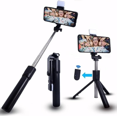 Picture of R1S Bluetooth Integrated Selfie Stick with Light and Bluetooth Remote Control