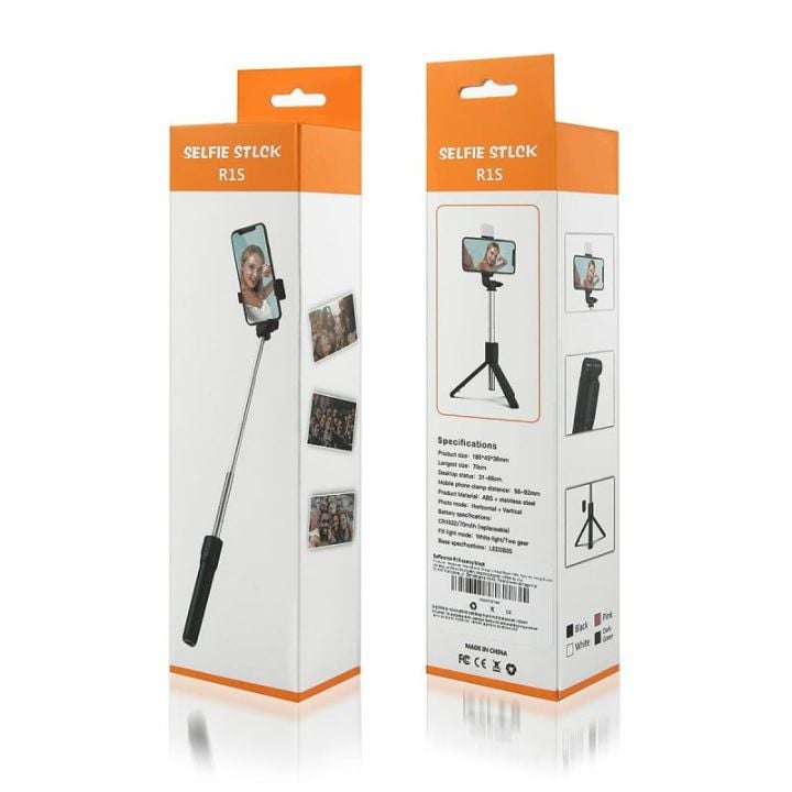 Picture of R1S Bluetooth Integrated Selfie Stick with Light and Bluetooth Remote Control