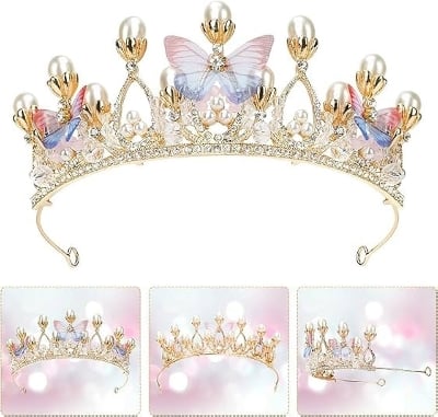 Picture of Wedding Bride Crown Headwear Rhinestone Tiaras Cute Head Pin Gift