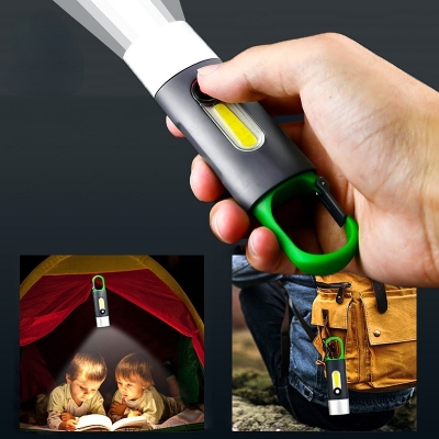 Picture of Portable Mini COB Keychain Flashlight USB Rechargeable Work Light Outdoor Camping LED Flashlight Torch