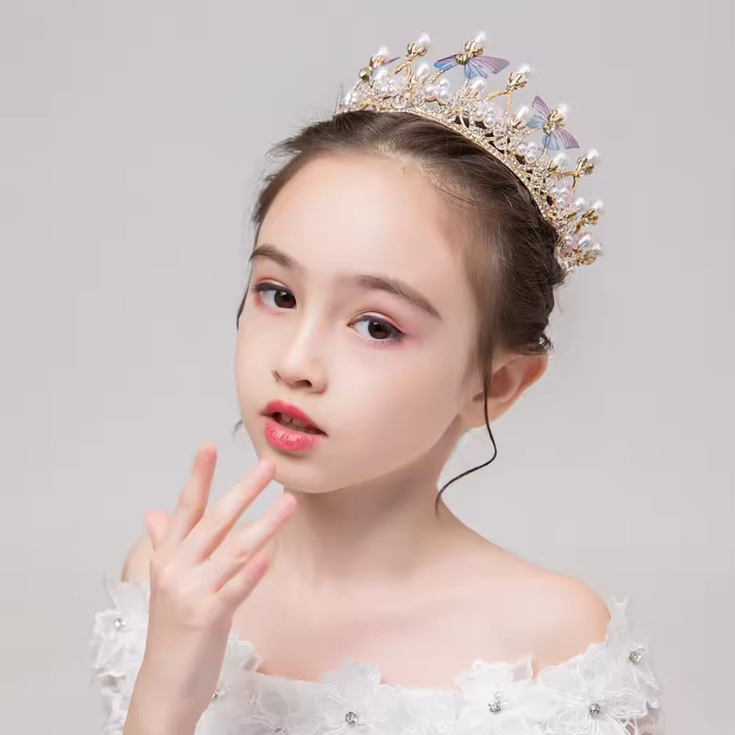 Picture of Women Elegant Wedding Bride Crown Headwear Rhinestone Tiaras Cute Head Pin Gift