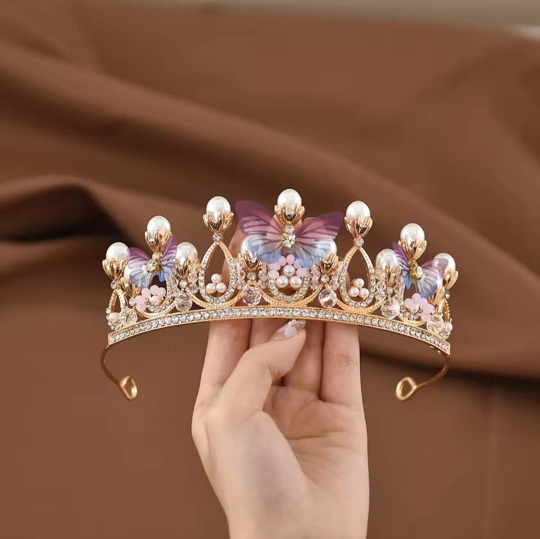 Picture of Women Elegant Wedding Bride Crown Headwear Rhinestone Tiaras Cute Head Pin Gift