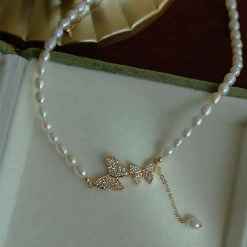 Picture of Sweet Rhinestone Bow Knot Pendant Necklace Elegant Summer Imitation Choker Necklace For Women Jewelry Gifts