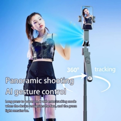 Picture of Q515TK Auto Face Tracking Selfie Stick Tripod with Wireless Remote Control Smart Auto AI Tracking Stabilizer Gimbal (5.8) foot