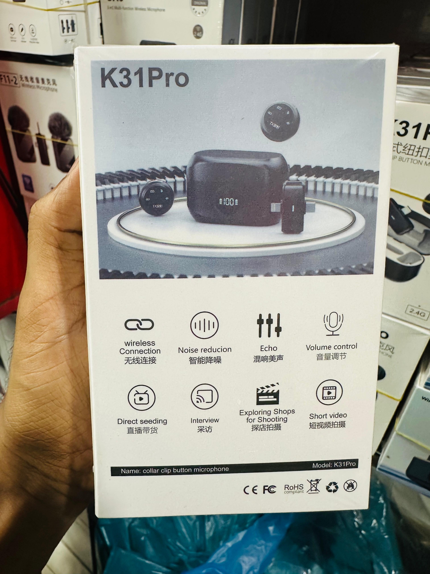 Picture of K31Pro 2.4G Wireless Lavalier Dual Microphone 5.3 Bluetooth ENCNoise Cancelling Digital Display for Video Shooting Recording