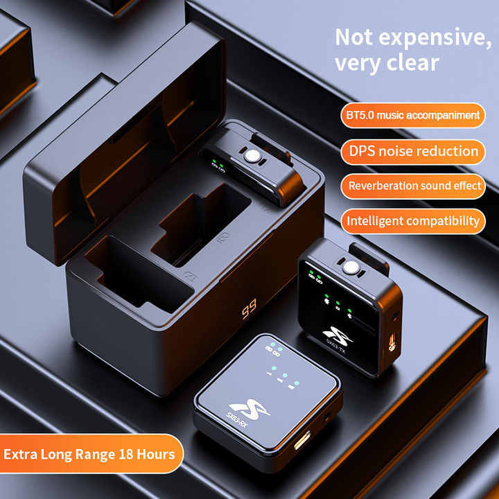 Picture of SX63 Collar Wireless Microphone Portable Live Streaming Lavalier Mini Lapel Microphone with Charging Box