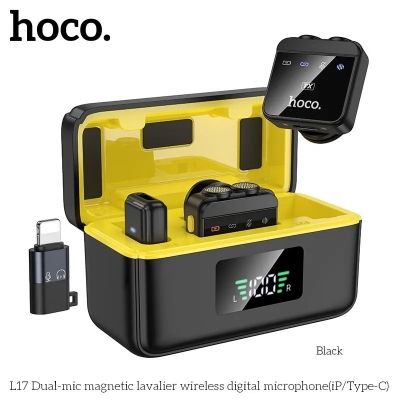Picture of Hoco L17 Dual-Mic Magnetic Lavalier Wireless Digital Microphone  (iP/Type-C )