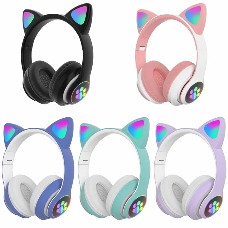 Picture of CAT Over Ear Music Headset Glowing Ear Headphones Foldable Wireless