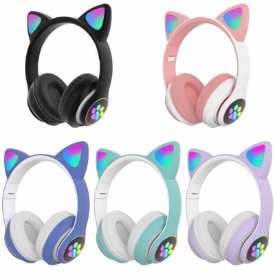Picture of CAT Over Ear Music Headset Glowing Ear Headphones Foldable Wireless