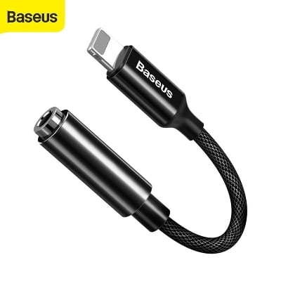 Picture of Baseus Male to 3.5mm Female Adapter for iPhone Quick Charger Black