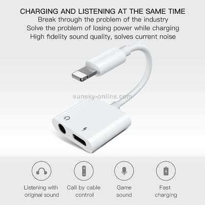 Picture of JOYROOM S-Y104 Ben Series Apple_3.5mm+Lightning Adapter Length: 1.2m(White) White