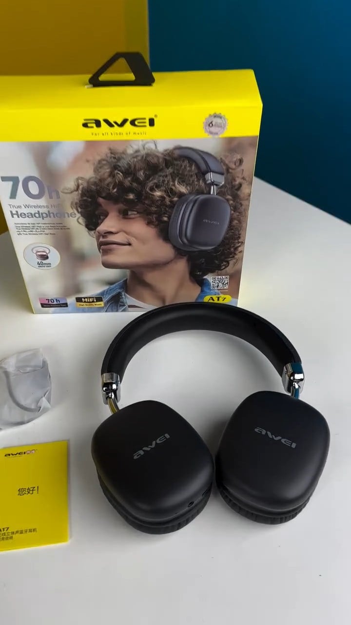 Picture of Awei AT7 Headphone 70 hours Play Time Bluetooth 5.4 Wireless Over The Ear Budget Headphones