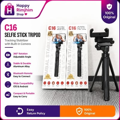 Picture of C16 Handheld Gimbal Stabilizer AI Face Tracking Smart Stabilizer Selfie Stick Tripod & Wireless Remote