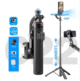 Picture of C22 Handheld Gimbal 360° AI Face Tracking Shoot Stabilizer Selfie Stick Desktop Tripod with Multifunction Remote for Smartphoes