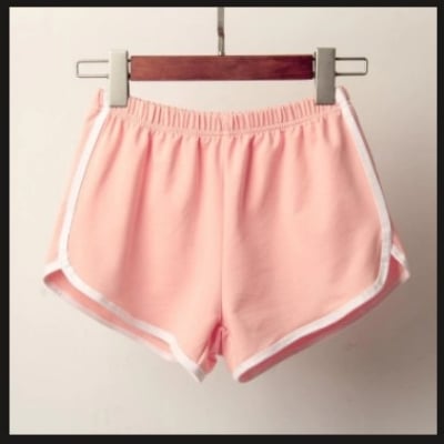 Picture of American retro student girl BM style contrast color bag edge casual sports shorts women's loose A- line wide leg hot pants