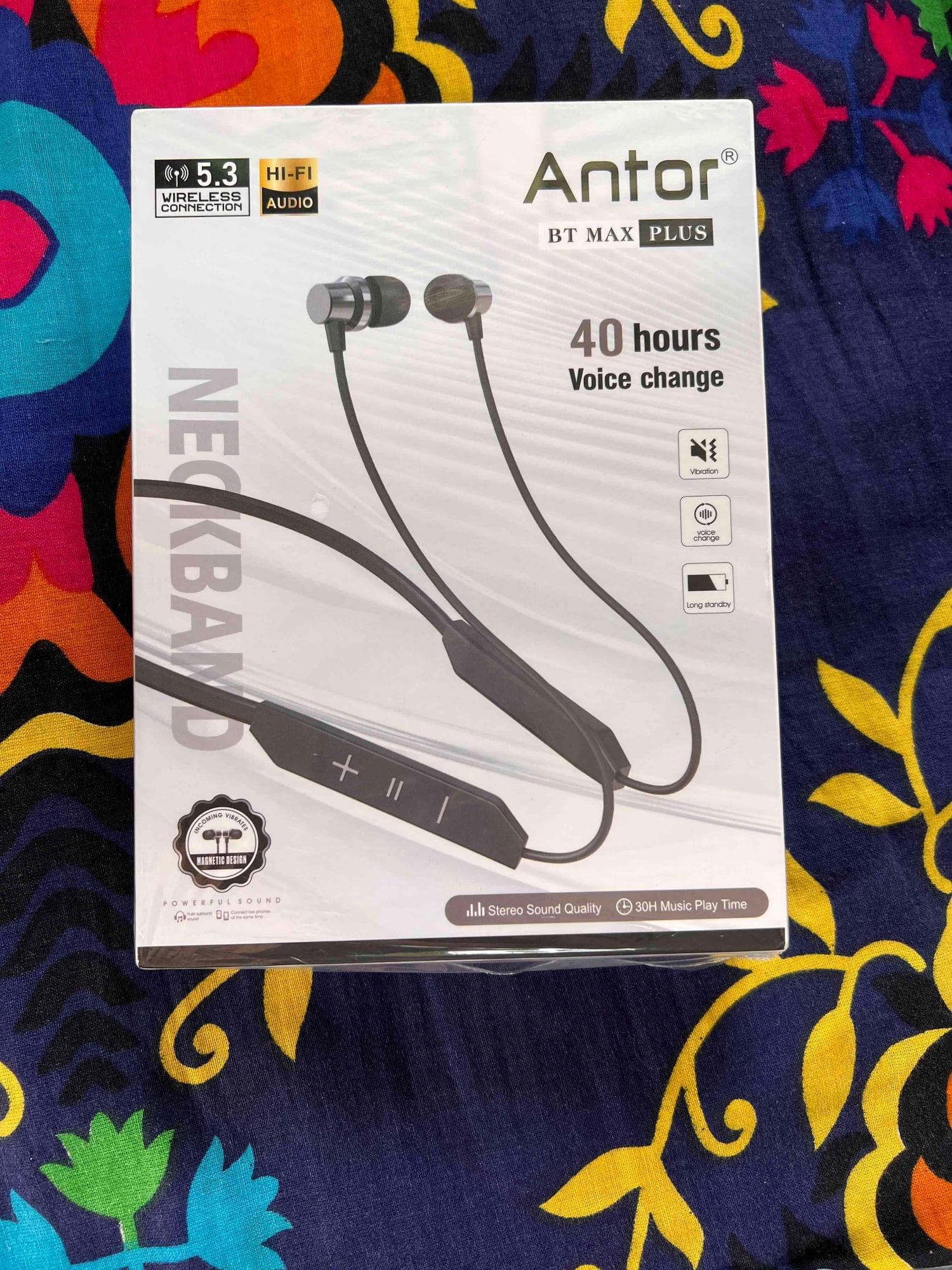 Picture of Neckband Antor BT Max Plus Wireless Earphone Bluetooth 5.3 Type C port