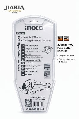 Picture of INGCO 230mm PVC Pipe Cutter HPC0447 | 3–42mm Cutting Capacity | Heavy Duty Pipe Cutting Tool - Yellow