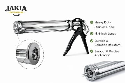 Picture of Stainless Steel Silicone Gun – 13.4 Inch Heavy Duty Hand Caulking Gun - Khaki