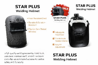 Picture of Premium Welding Face Shield Helmet – Flip-Up Dark Glass Safety Mask for Arc Welding & Grinding