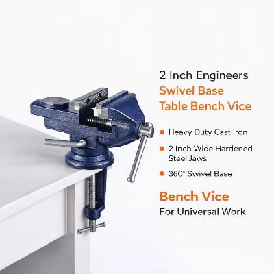 Picture of 2 Inch Swivel Base Bench Vice – Metal Table Clamp Tool for Drilling, Cutting & Repair Work