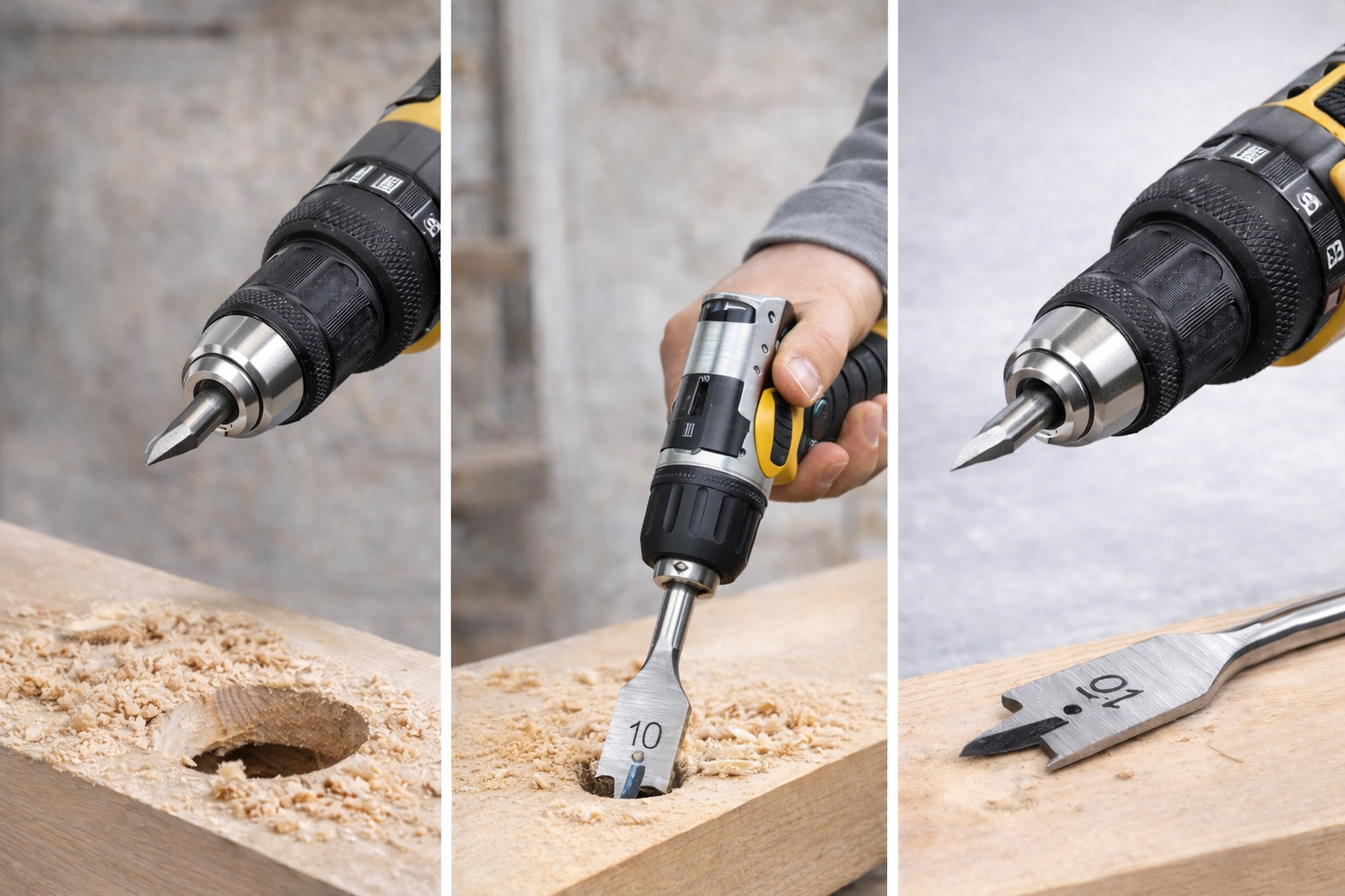 Picture of 6 Pcs Wood Spade Drill Bit Set 10mm–25mm – Flat Wood Drill Bits with Hex Shank (Steel)
